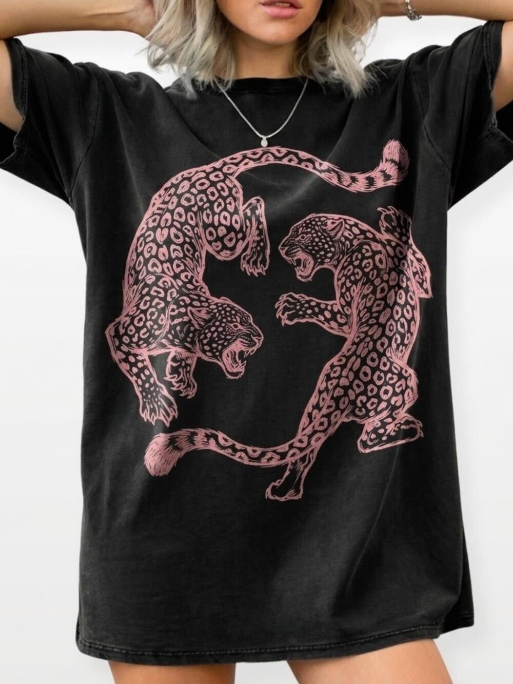 Vintage Leopard Fighting Graphic Tee, Retro Wild Cat Shirt